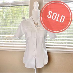 NWT - US Military Navy White CNT Button Down Shirt